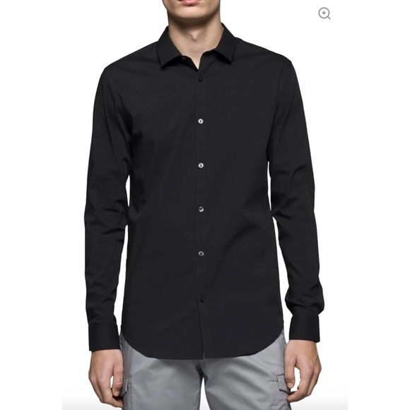 Calvin Klein Men’s Black Slim Fit Button Down Shirt (Size M) - Picture 3 of 8